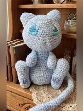 Handmade Light Blue Crocheted Pokemon Character MEW Plushies